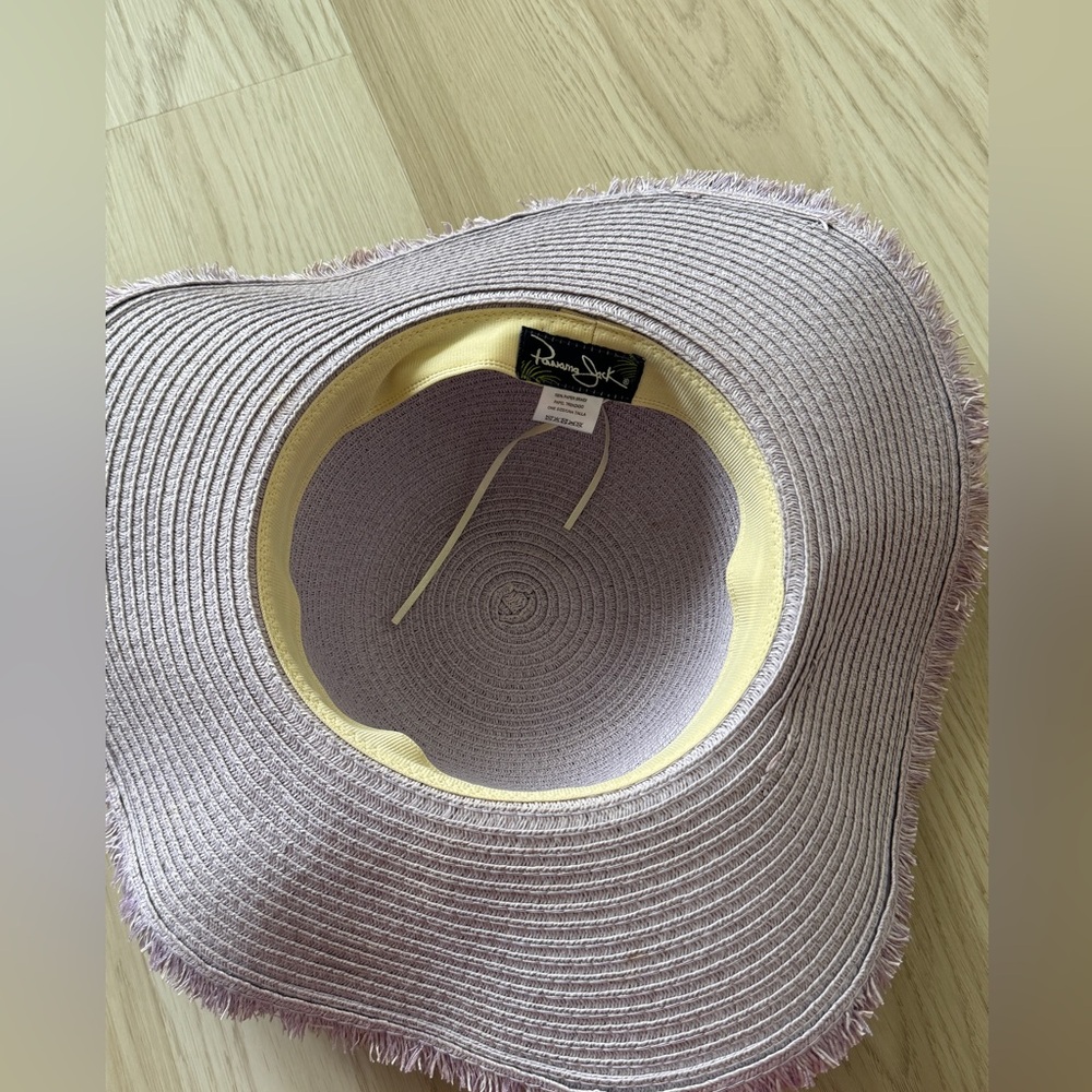 Lavender Panama Jack wide brim sun hat paper straw adjustable purple lilac - Picture 3 of 7